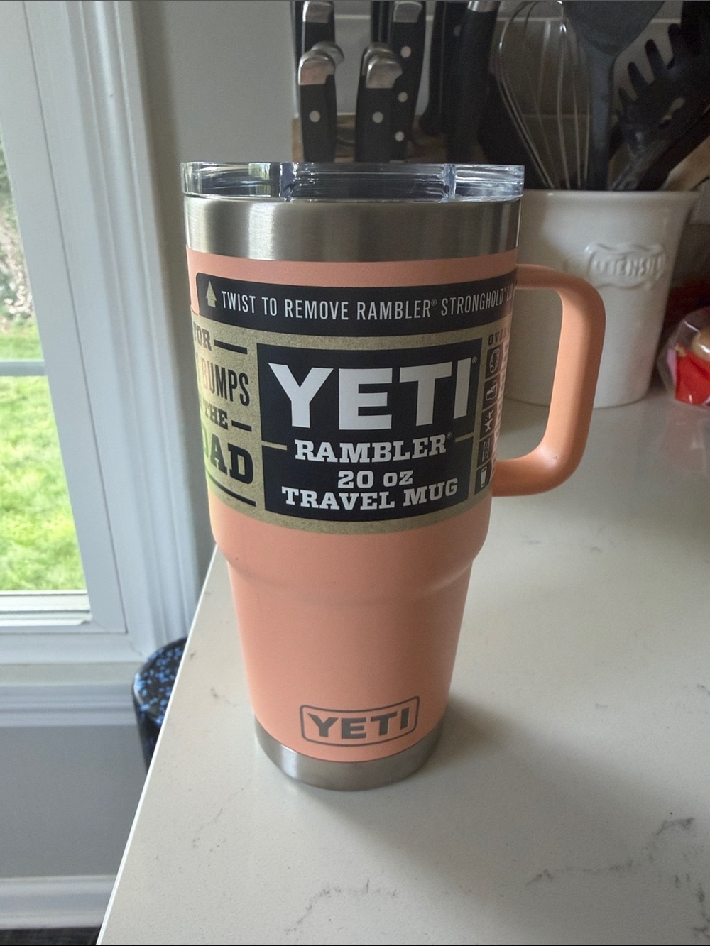 Yeti Peach Travel Mug with Handle